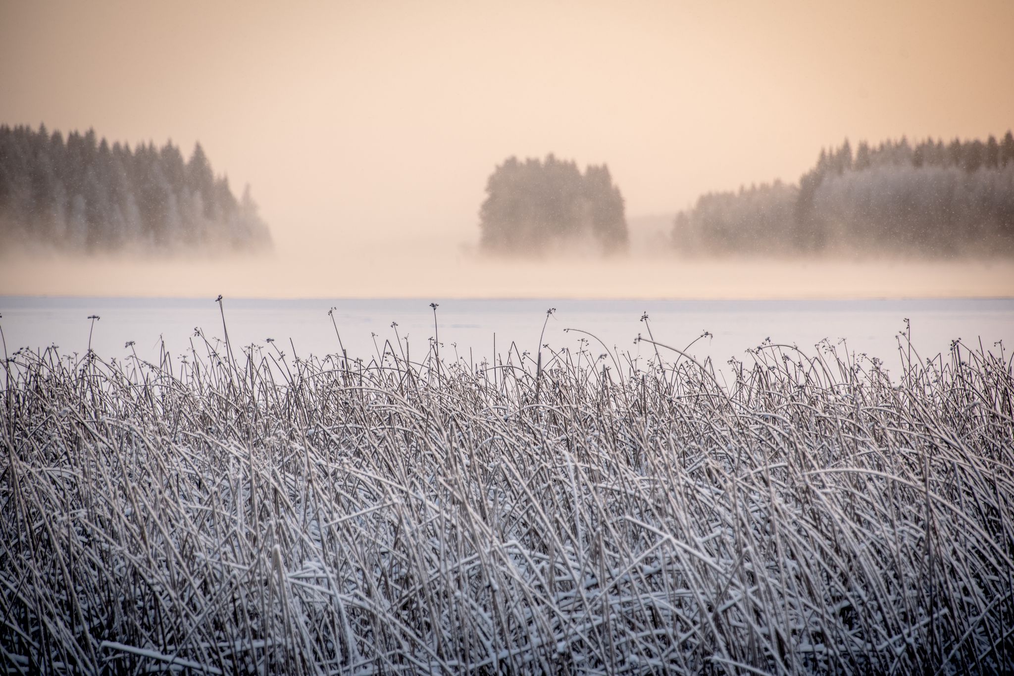 Icy landscape view from Kapeenniemi recreation area.